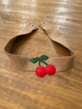 Sonia Rykiel Cherry Accent Brown Elastic Belt RARE